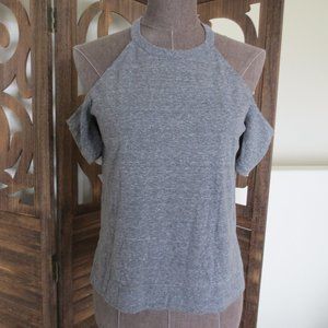Aeropostale High Neck Heather Gray Cold Shoulder Short Sleeve Casual Shirt